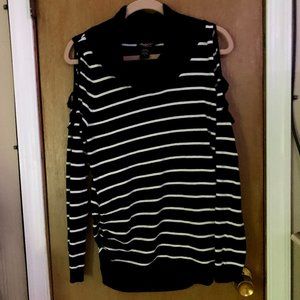 Black and White open shoulder sweater